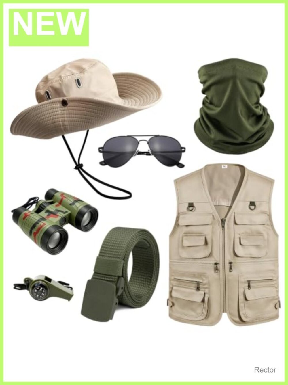 Safari Costume Set Men's Zookeeper Outfit Accessories Khaki